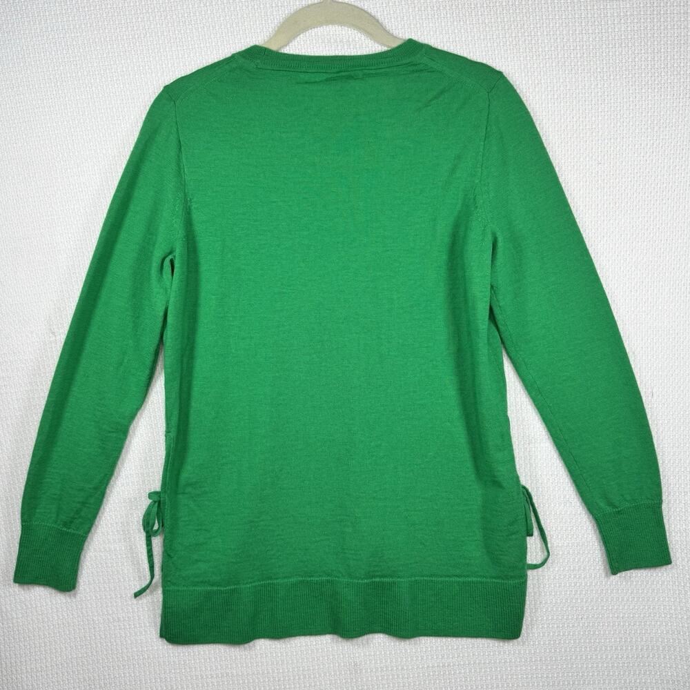 J.Crew 100% Merino Wool Sweater Women’s Medium Green Side Tie Pullover Knit - Picture 9 of 10